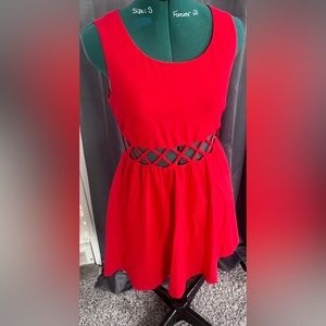 Red Skater Dress with Cutouts